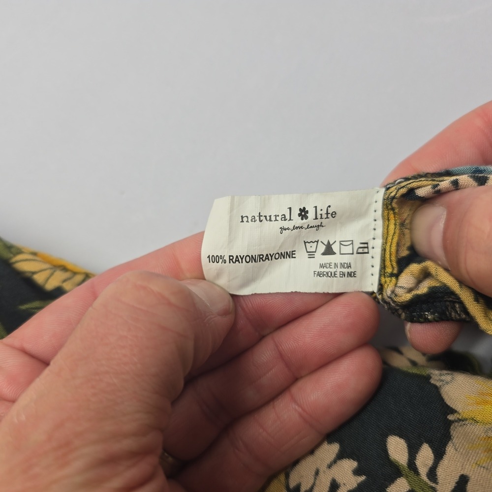Natural Life Floral Maxi Dress Small Black Yellow Red Boho Rayon Sleeveless S - Picture 6 of 6